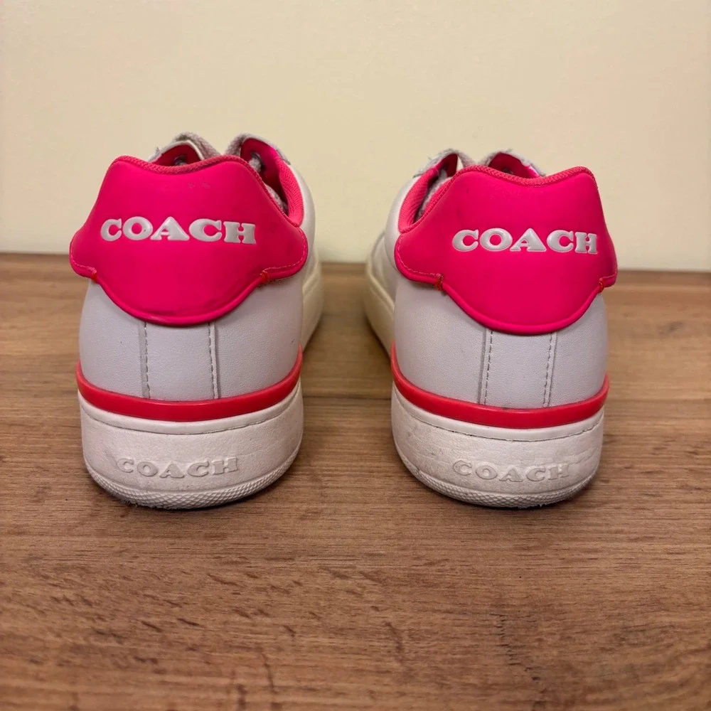 COACH G5040 Lowline Low Top Sneaker Womens Size 9 White Hot Pink‎ Leather Casual - Picture 11 of 13